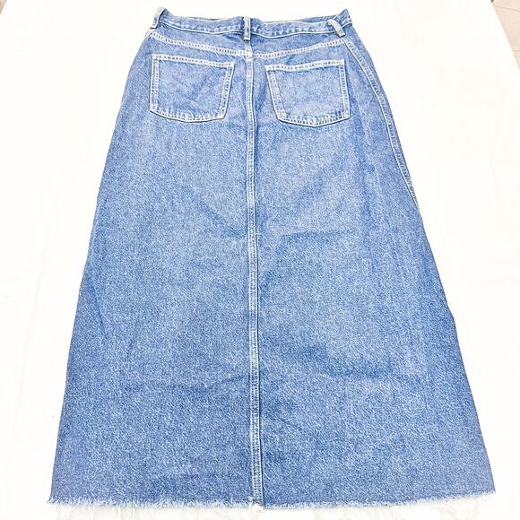 MNG Denim Long Midi Dark Wash Denim Jean Skirt Size Large - Picture 2 of 5